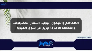 الطماطم والليمون اليوم.. أسعار الخضراوات والفاكهة الأحد 13 أبريل في سوق العبور!